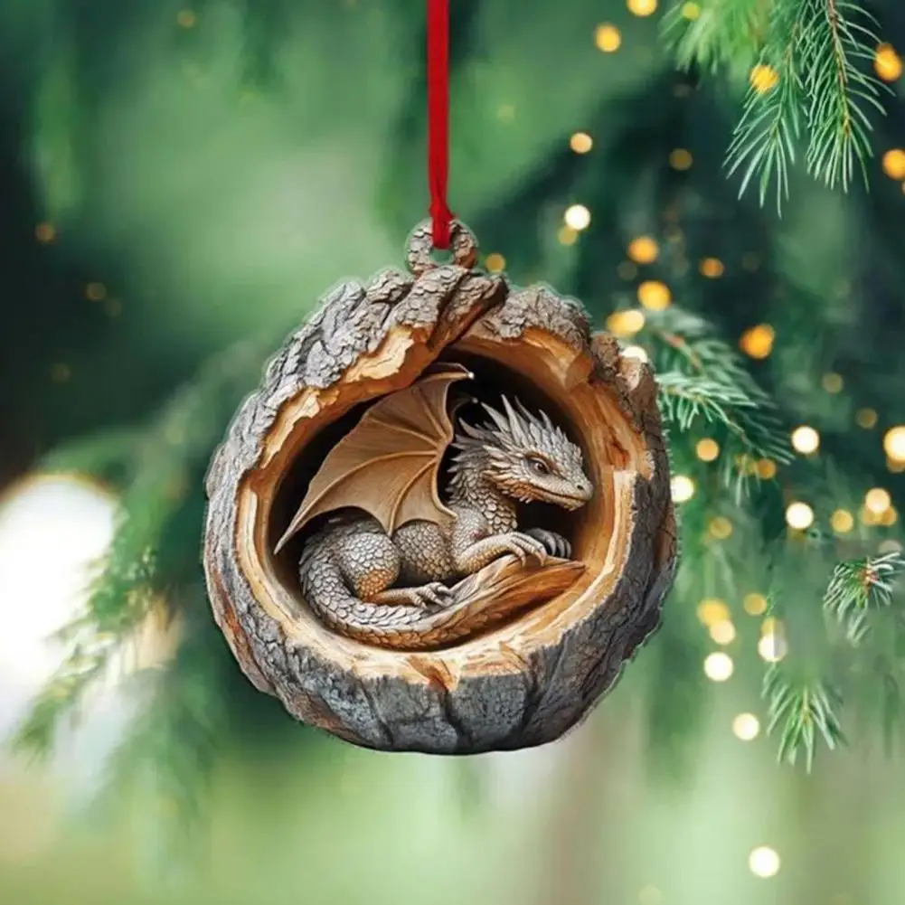 2025 عيد الميلاد قلادة الديكور صورة ظلية شجرة زخرفة شجرة احتفالية الحلي البومة الراكون زينة عيد الميلاد لشجرة عيد الميلاد