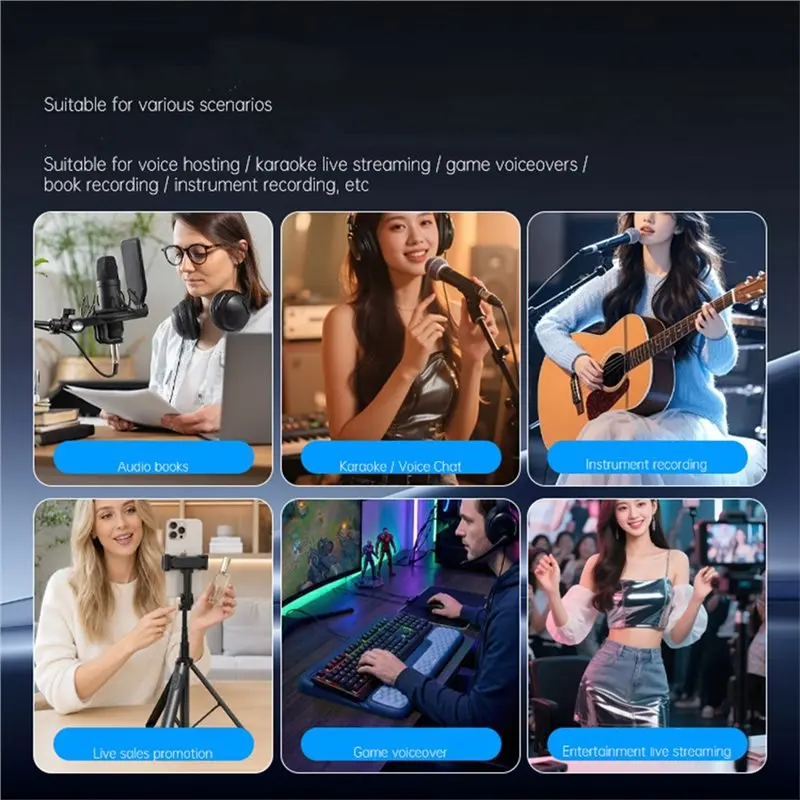 Delicate Texture-Bluetooth Noise-Canceling USB Sound Card Stereo 6.35Mm Plug And Play Professional Multi-Functionality For Live