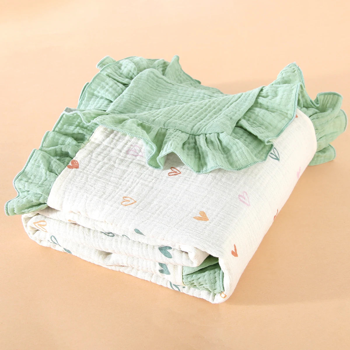 Musilin الطفل طبقة مزدوجة كشكش بطانية 95x104 سنتيمتر لينة قابل للغسل رقيقة لحاف المعزي الفراش خفيفة الوزن للرضع #2