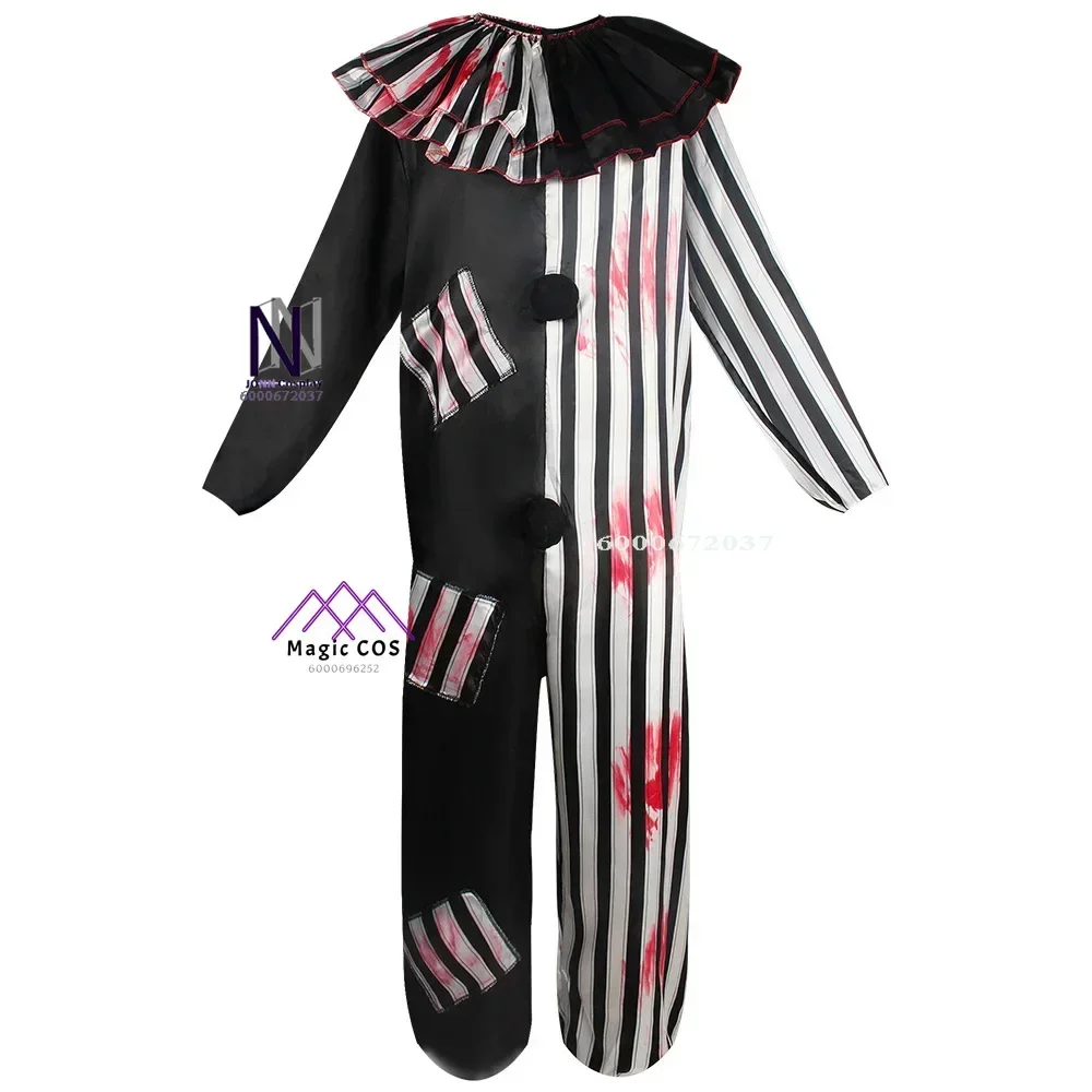 

2024 Hot Adult Evil Clown Circus Cosplay Halloween Party Essential Men's Bloody Killer Clown Carnival Easter Exclusive Design