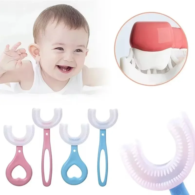 Toothbrush Children U-shaped Child 360 Degree Toothbrush Teethers Brush Soft Silicone Kids Teeth Oral Care Deep Cleaning Brush