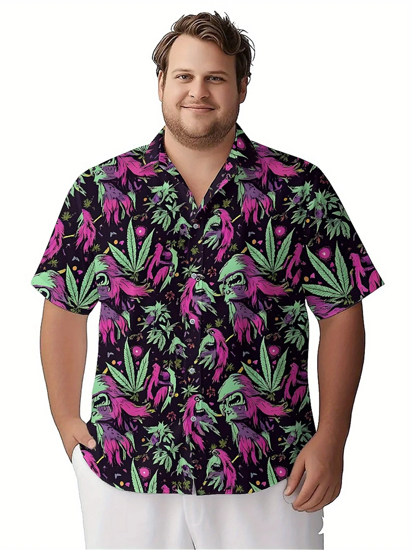 Men's Plus Size Hawaiian Shirts Fantasy Psychedelic Skull Pattern pattern,Premium Comfort Youth Clothes,Streetwear Y2K Tops