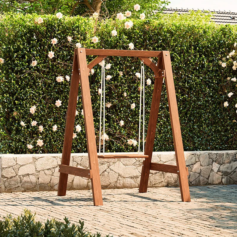 Outdoor courtyard online celebrity anticorrosive wooden swing yard solid wood indoor balcony small household leisure single