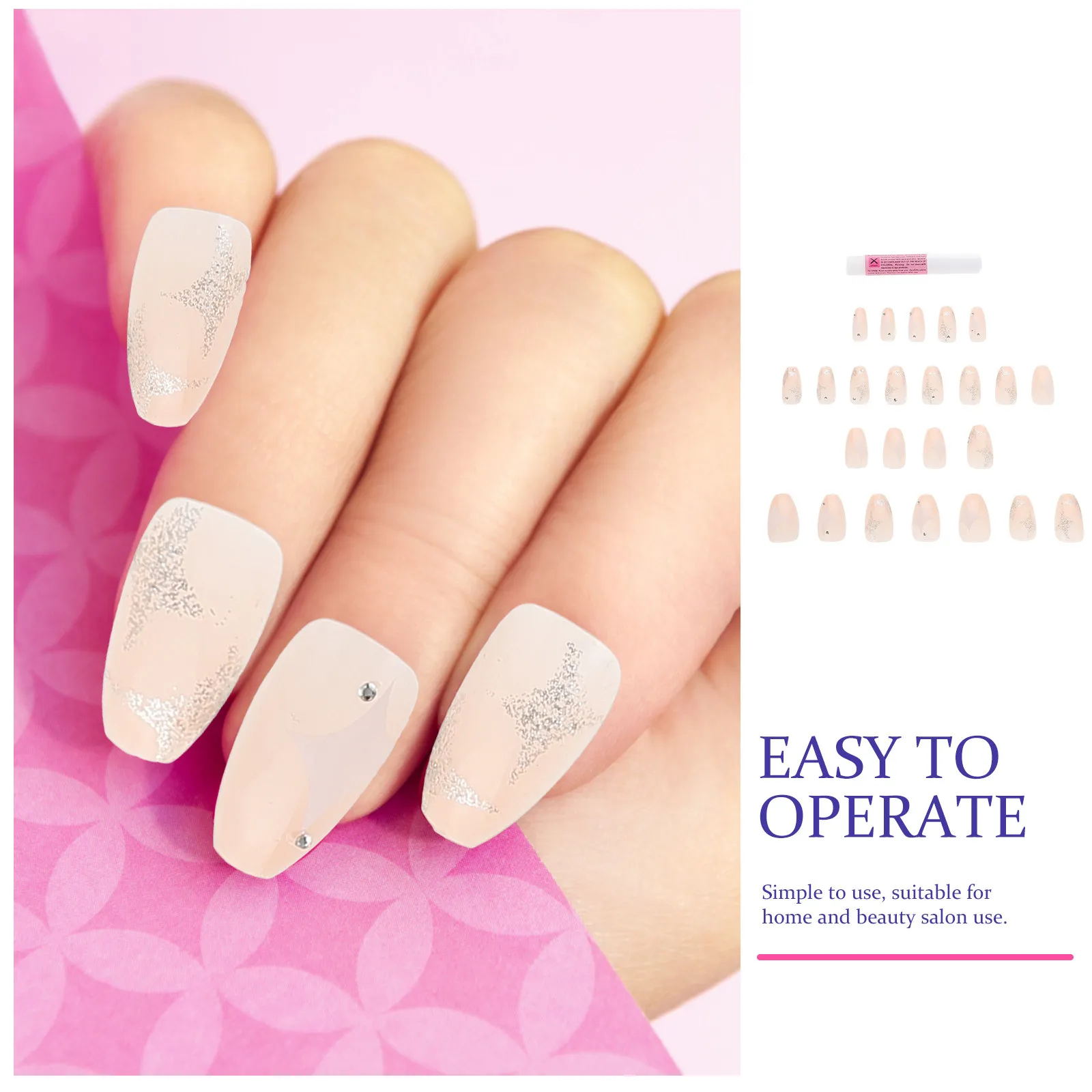 1Set Nail Art Patches Plastic Strong Lightweight Full Cover False Nails Tips DIY Manicure Supplies Nail Decoration for Daily