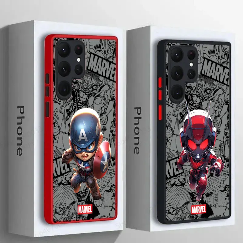 Chibi Marvel Captain America Phone Case For Samsung Galaxy S24 S23 Ultra S22 S21 S20 FE S10 Plus Note 20 Cover Lady Loki Ant-Man