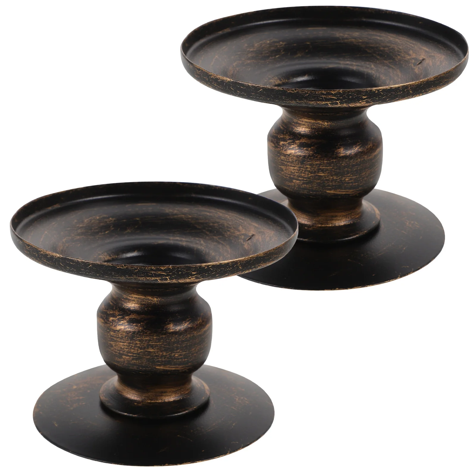 

2Pcs Iron Holder Vintage Style Metal Candlestick Simple Decor for Indoor Home Office Desktop Decoration