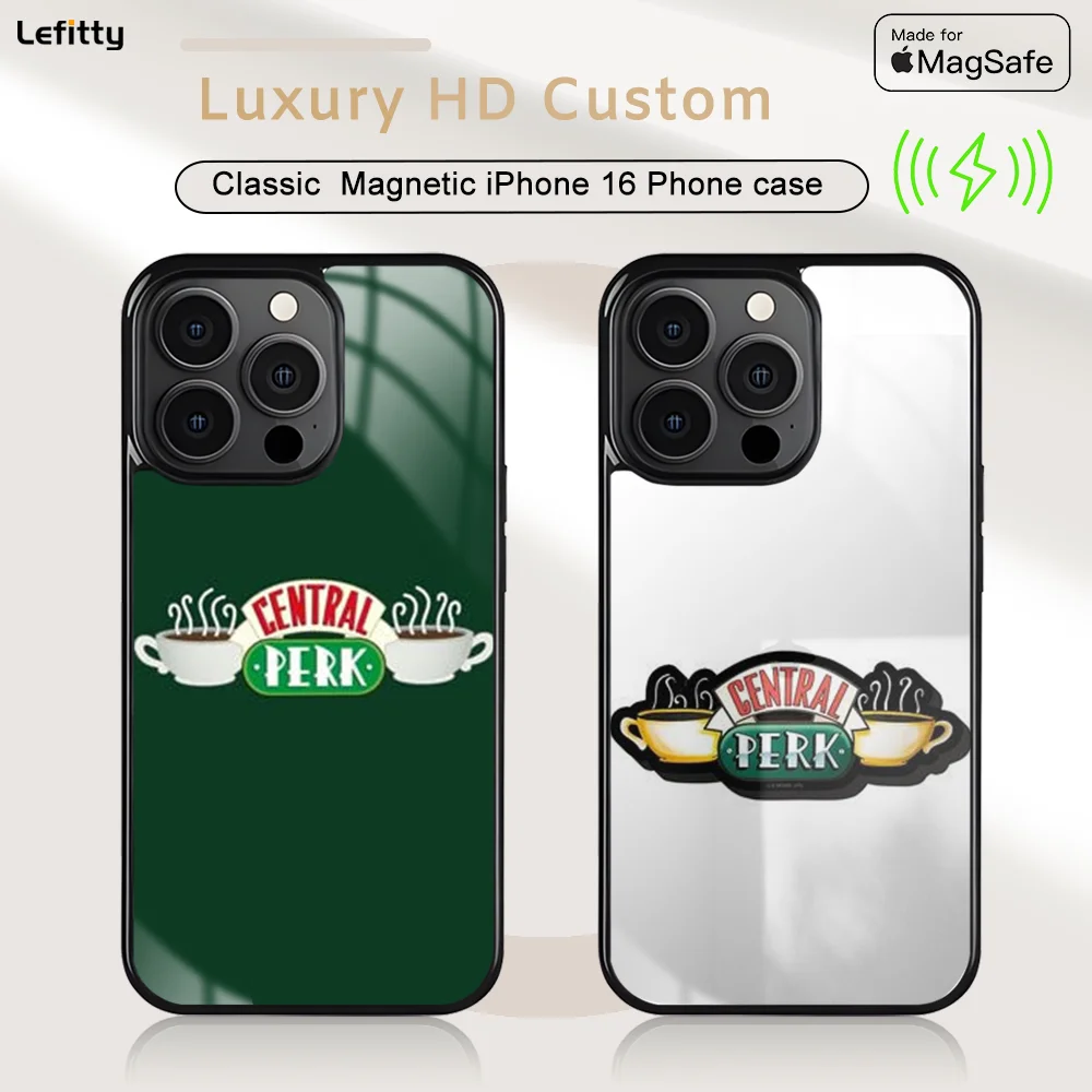 

Coffee Friends TV Screen Phone Case For iPhone 16 15 14 13 12 11 Pro Max Plus Mini Magnetic Magsafe Wireless Charging Cover