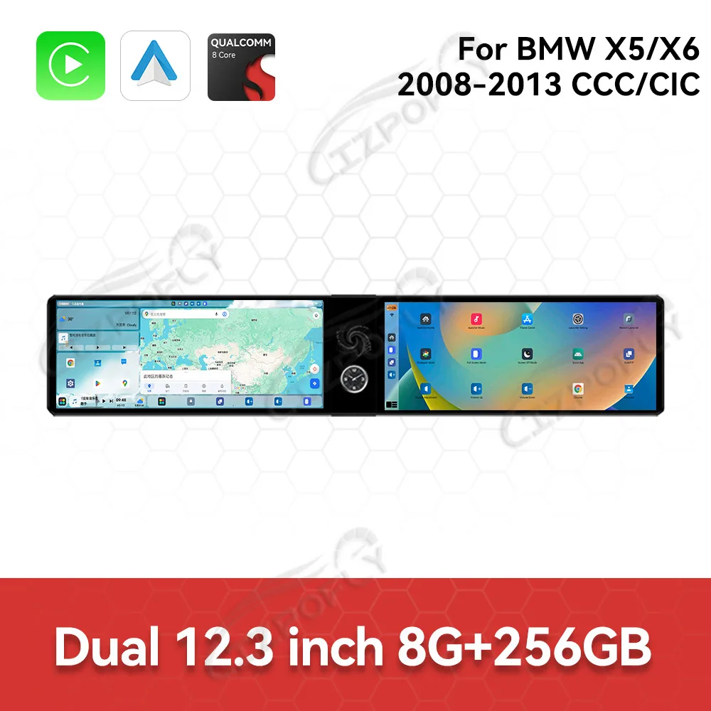 

12.3'' Wireless Carplay Touch Screen For BMW X5 E70 X6 E71 2008-2013 CCC CIC Display Radio Android Auto Car Multimedia Player