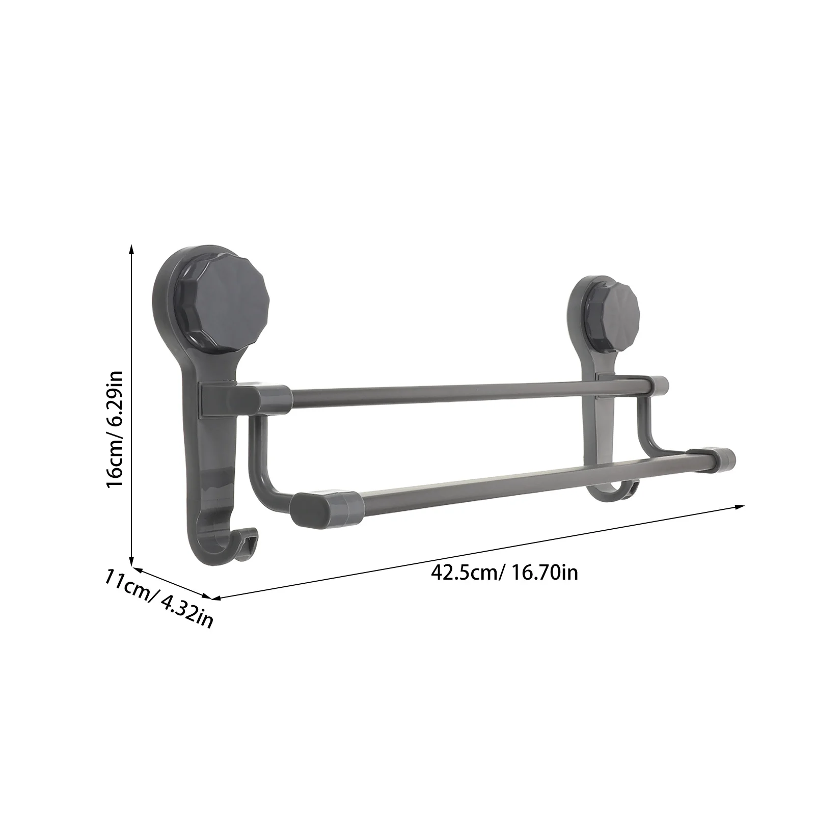 Double Suction Towel Rack No Drill Installation 40cm Wall Mounted Bathroom Kitchen Bath Towel Holder Organizer