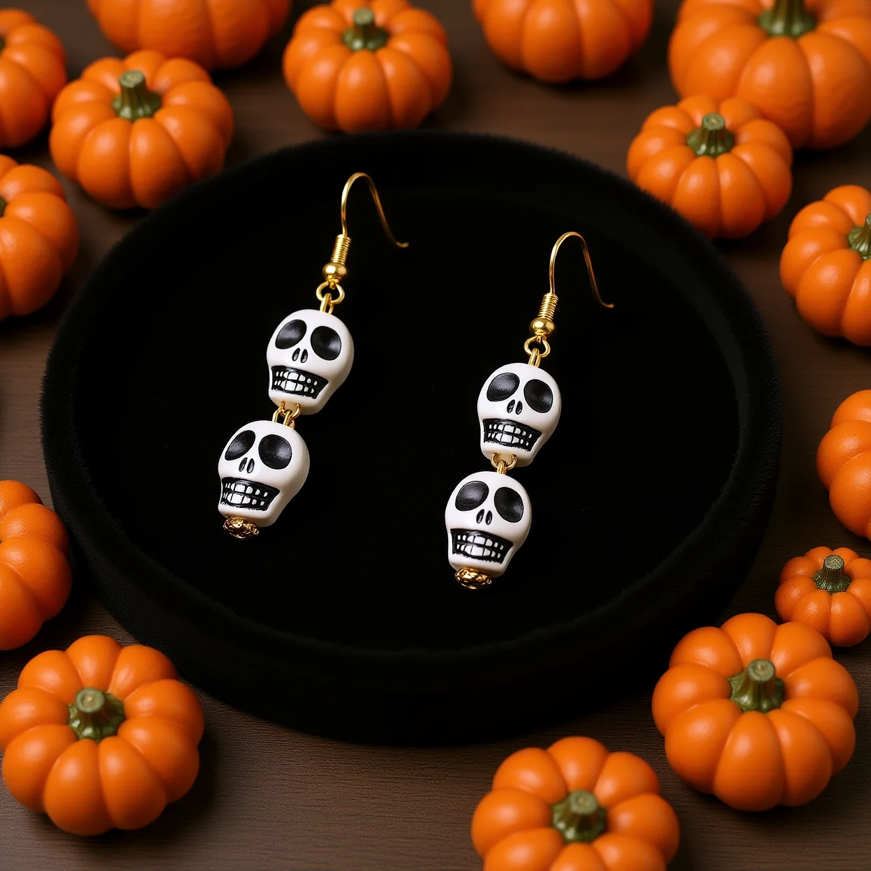 Acrylic Skull Earrings Halloween Three Skull Earrings Skull Beaded Dangle Earrings Quirky For Halloween Theme Parties Party