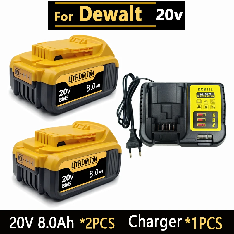 Originele Dewalt 20V oplaadbare gereedschapsbatterij DCB200 DCB201 DCB206 20v 6AH 8AH 12AH. Voor Dewalt 18V 20V gereedschapsbatterij.