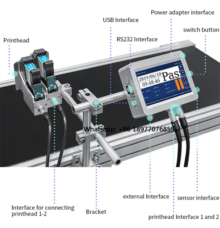 2026 New Design 25.4mm Height Automatic Touching Screen TIJ Expiry Date Inkjet Label Printer Quick-Drying Ink 150DPI For