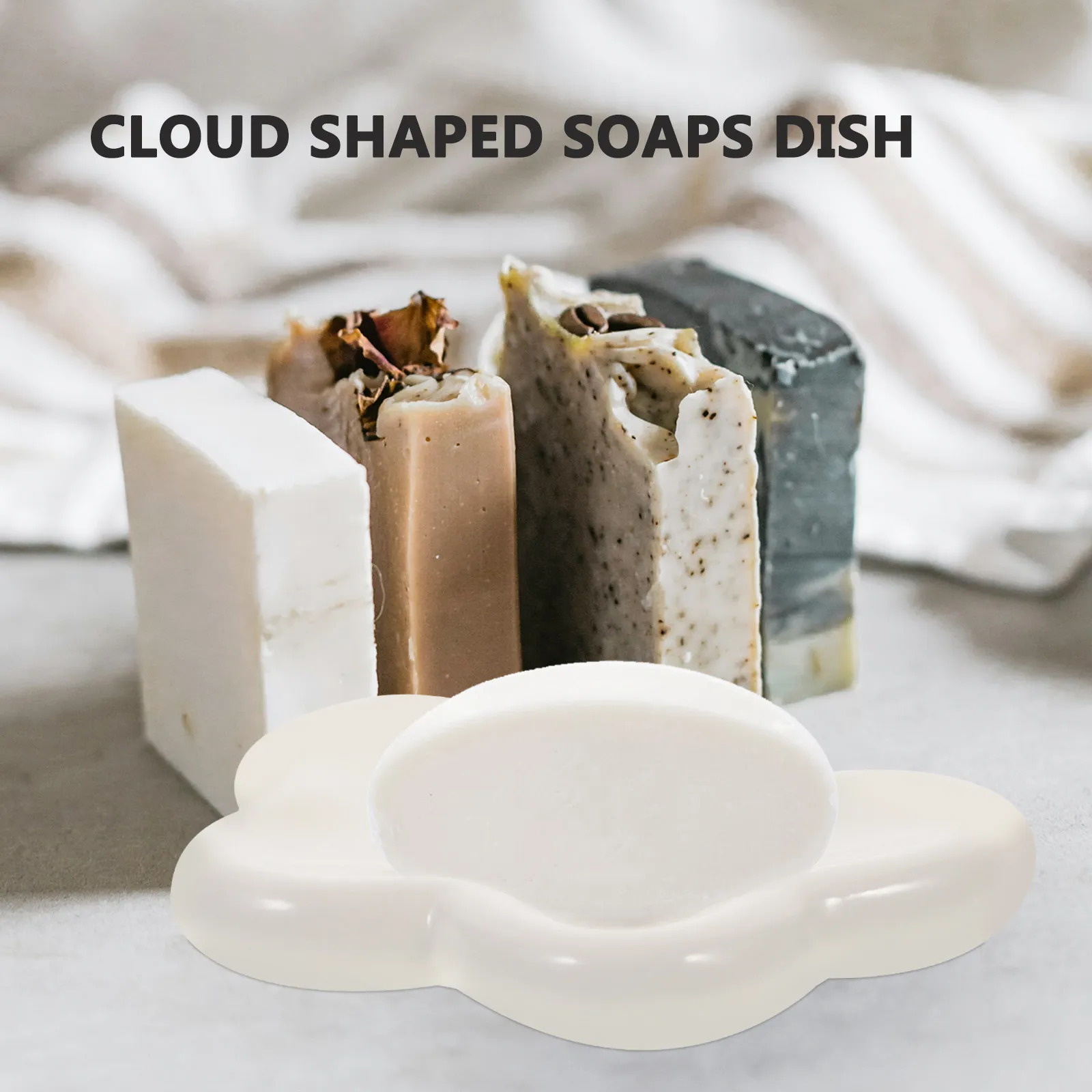 

Cloud Shaped Ceramic Soap Dish for Bathroom Kitchen Sink Bathtub Counter Soap Holder Container with Drainage Holes Stylish