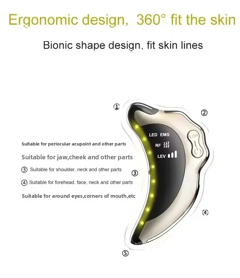 Electric Radio Frequency Apparatus Color Light Gua Sha Tools EMS Facial Lifting Vibration Massage Apparatus Neck Beauty Apparat - view 6