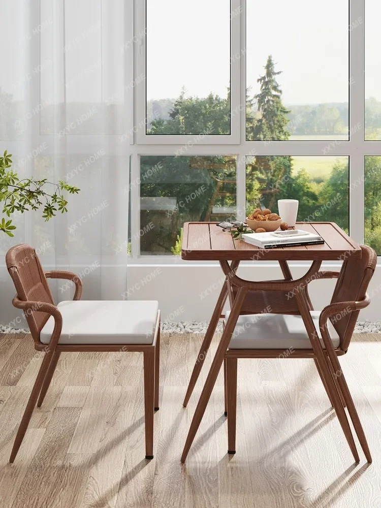 Balcony Three-Piece Tables and Chairs Small Apartment Leisure Table-Chair Set a Table with Two Chairs