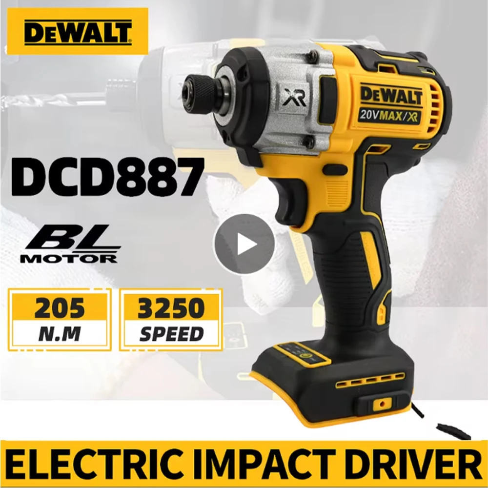 Dewalt DCD887 Brushless Cordless Electric Impact Drill Driver With LED Light 3250RPM High-speed 205NM High Torque Power Tools