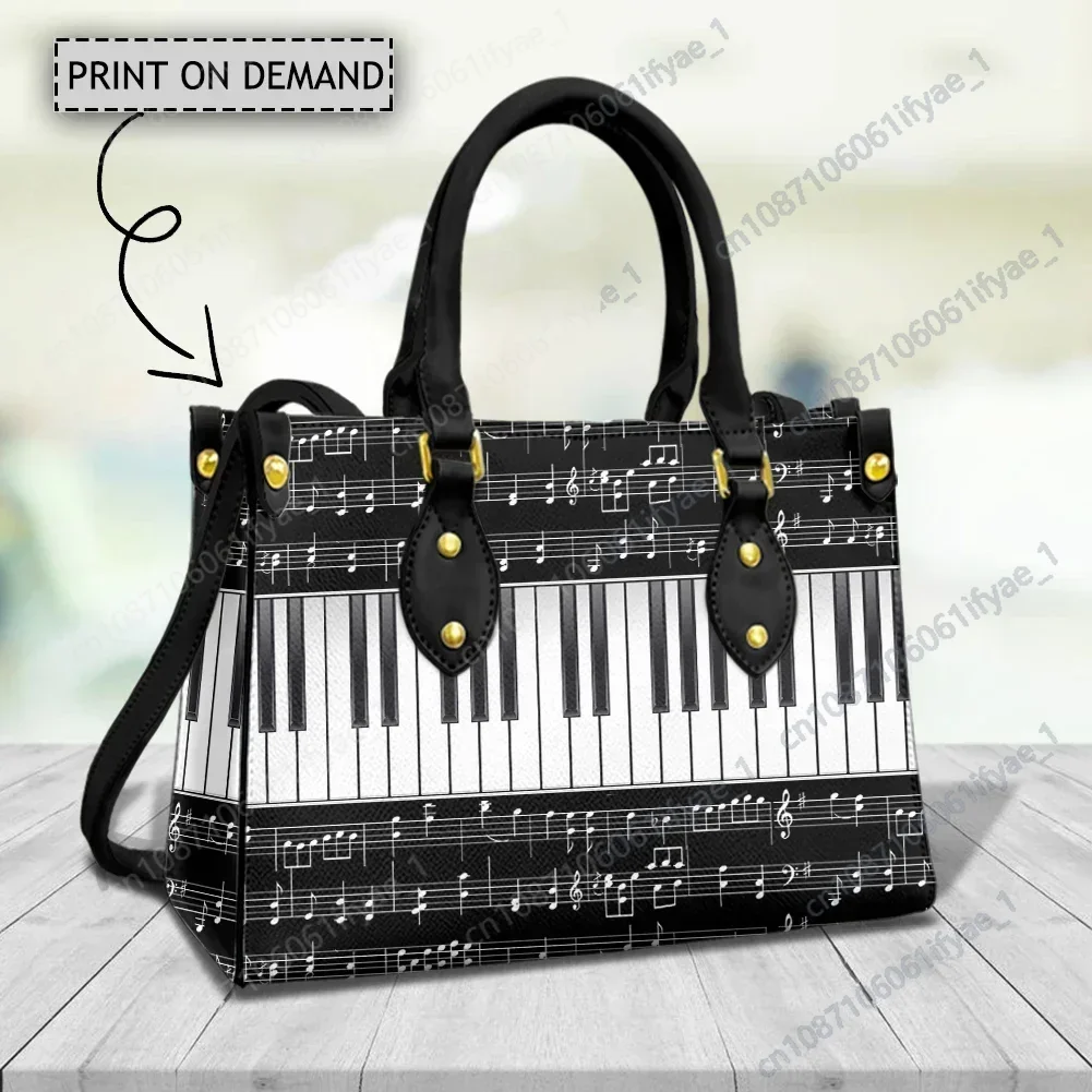 Piano Keys Design Handbag Luxury Leather Top Handle Shoulder Bag Outdoor Female Street Commuter Messenger Bag Music Lover Gifts