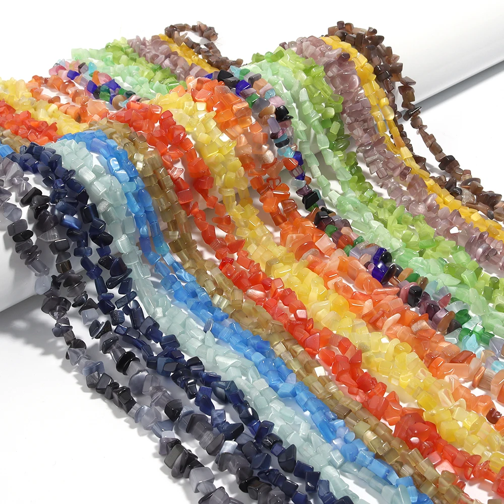 Natural Cat Eye Chips Stone Beads Color Irregular Gemstone Bead for DIY Bracelet Necklace Jewelry Making Handmade Accessories