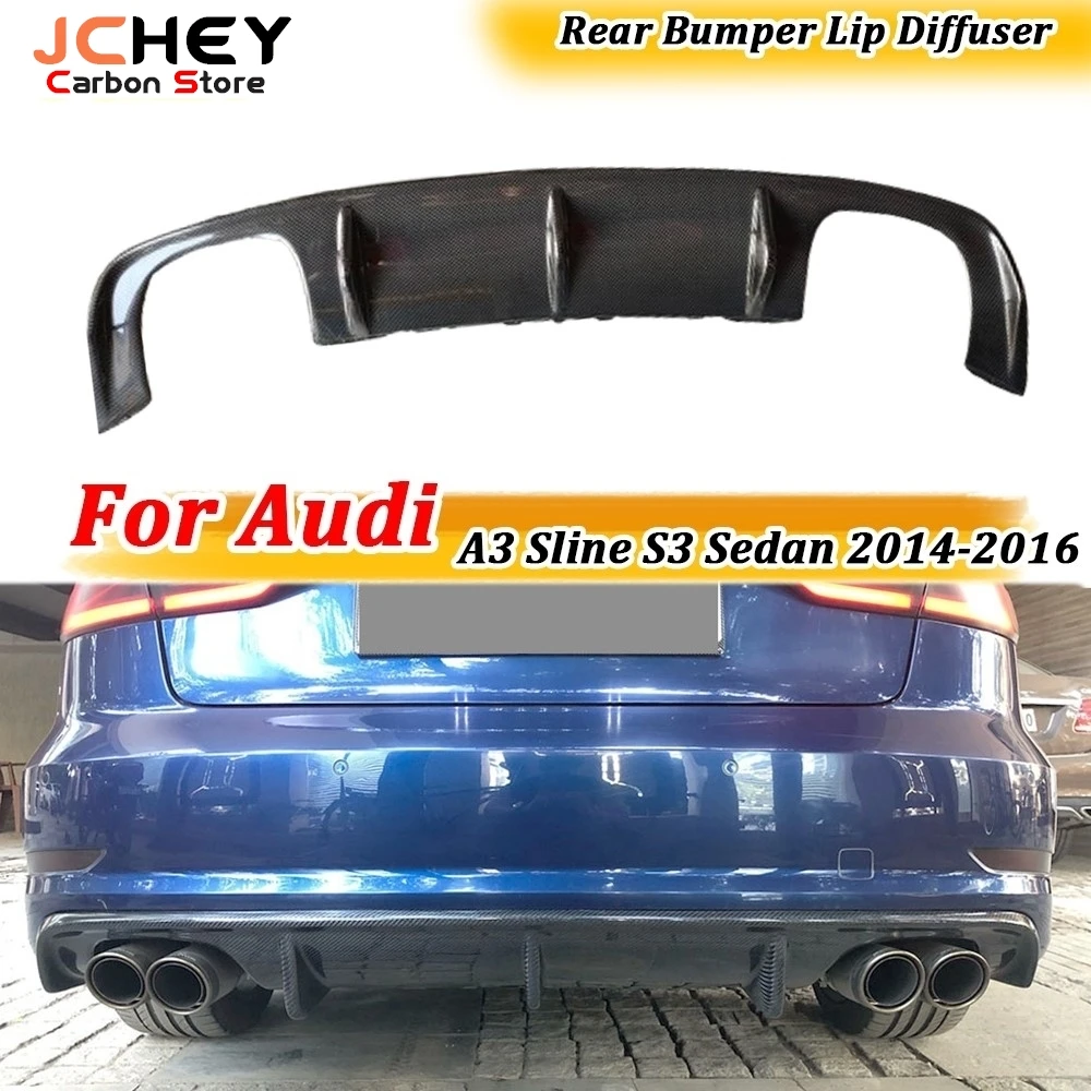 Rear Bumper Lip Spoiler Diffuser for Audi A3 Sline S3 Sedan 4 door Not A3 Standard 2014 2015 2016 FRP Carbon Fiber Car Styling