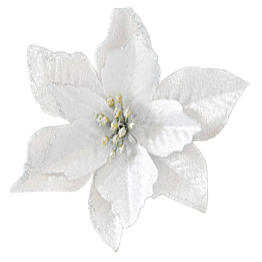 

1 Piece 13Cm Silver Glitter Artificial Christmas Flower Wedding Xmas Tree Wreath Decoration Festive Interior Ornament