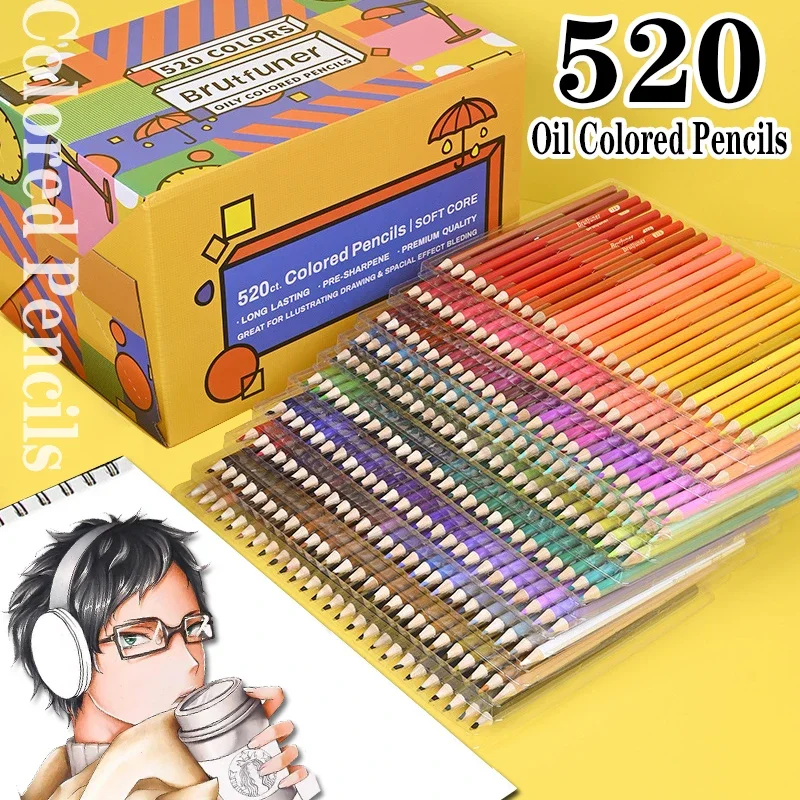 professional grade 520pcs Oil Colored Pencils set Drawing Pencil For Sketch Coloring School animation design Art Supplies