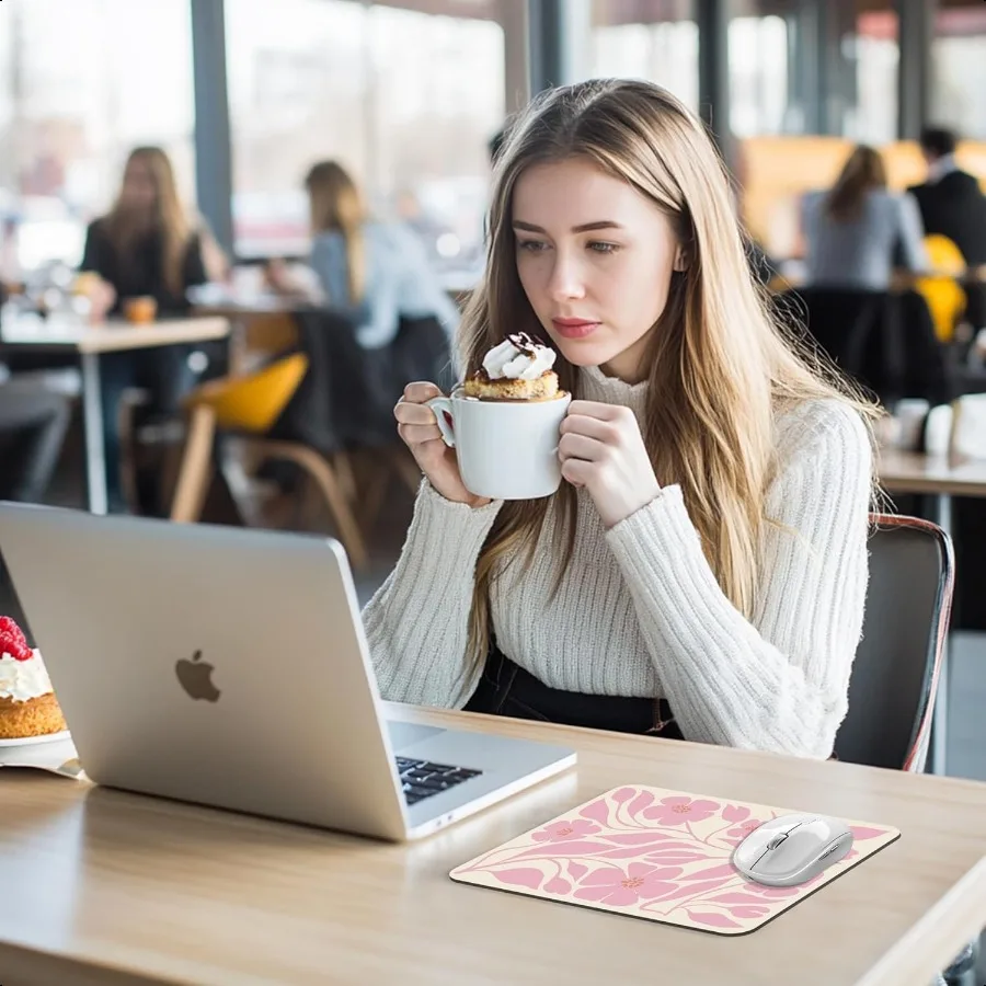 Розовый коврик для мыши с цветочным принтом в стиле бохо, офисный стол, коврик для мыши, розовый коврик для мыши в стиле бохо, цветочный декор, подарки, офисные подарки для коллегков, подарок f