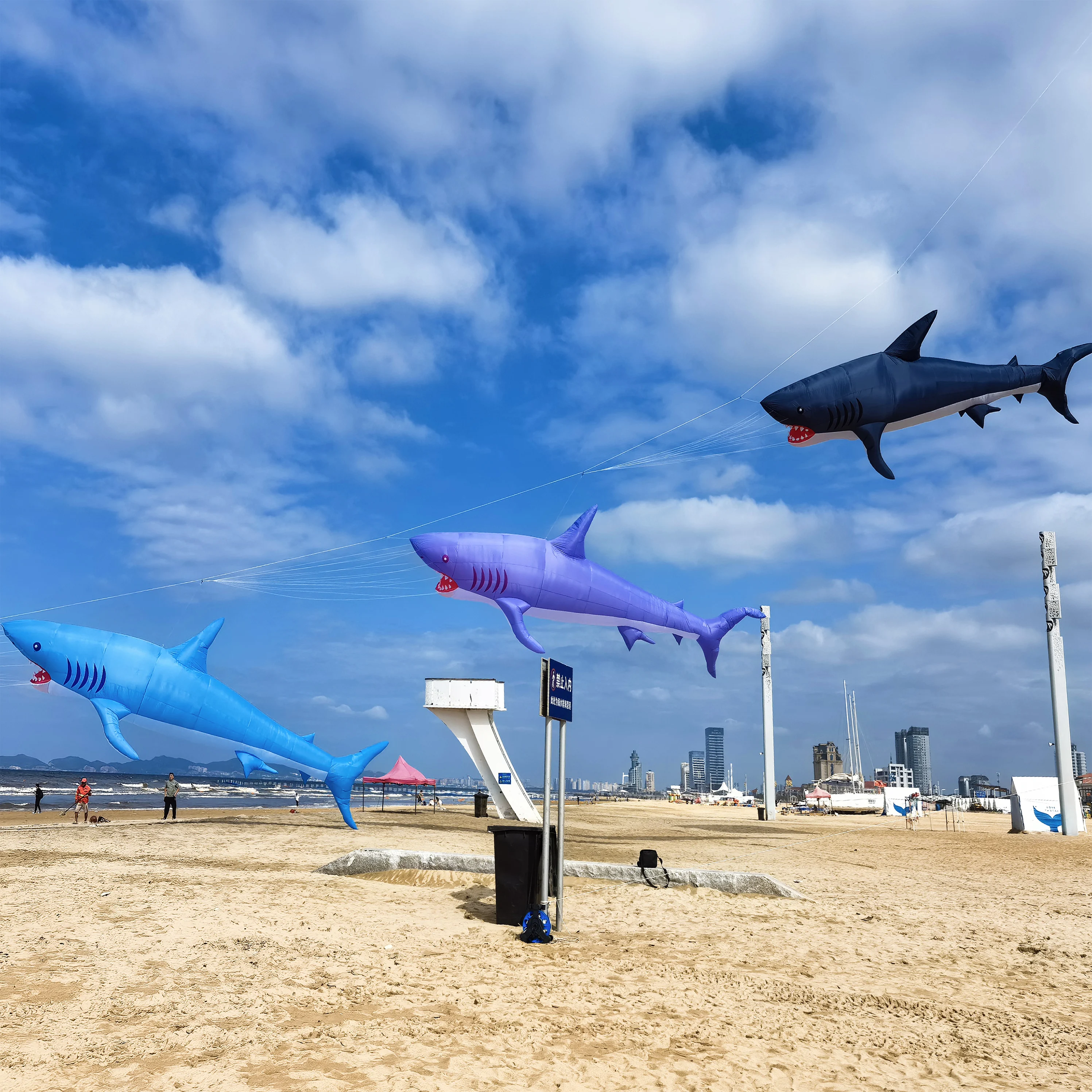 9KM 12m Shark kite Line ซักรีดจี้ Soft Inflatable แสดง Kite สําหรับ Kite เทศกาล 30D Ripstop ผ้าไนลอนพร้อมกระเป๋า