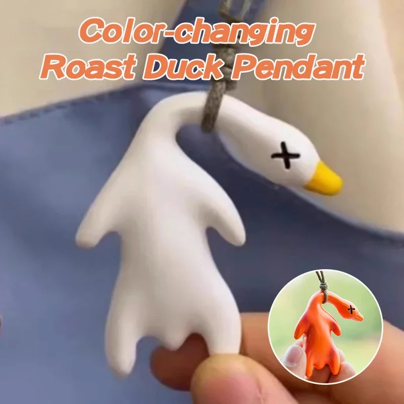 

1/2PCS Funny Keychain Color-changing Roasted Duck Pendant Fun Backpack Hanging Ornament Creative Car Interior Decoration