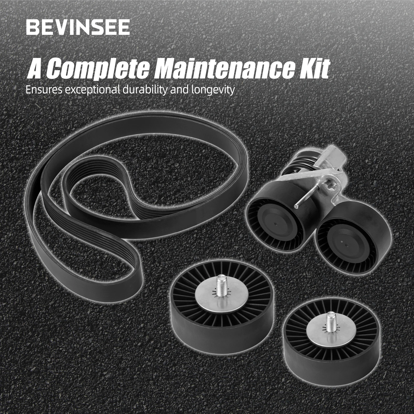 BEVINSEE Drive Belt Pulley Tensioner Kit W/Bolt For BMW N54 Engine E90 E91 E92 E93 E82 E88 335i 335is 335xi 135i 1M 2005-2010