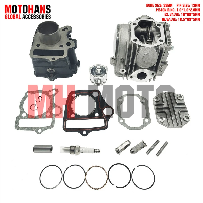 

50CC 39MM CYLINDER KIT CYLINDER HEAD ASSY FOR 139FMB CHINESE POCKET BIKE C50 SS50 CF50 CT50 Z50 MD50 CD50 ST50 ATV50
