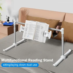 Eary Adjustable Book Stand for Reading Bed sofa Lazy Holder lying for Paperbacks CookBooks TextBooks Magazines with Page Clips