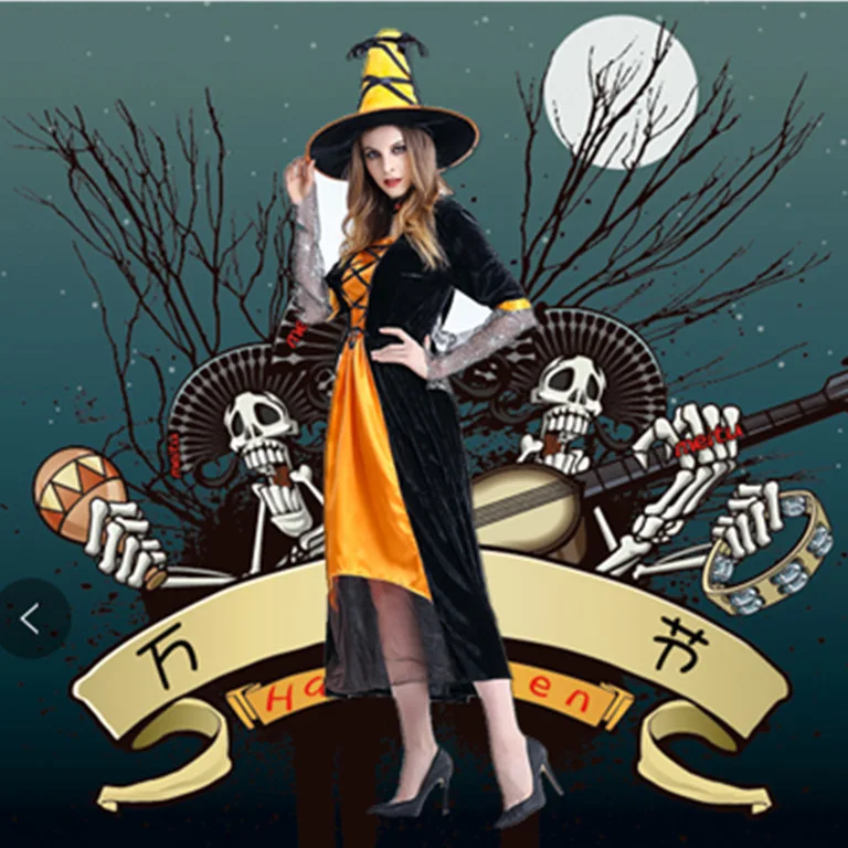 Halloween Terror Hexe Rollenspiel Kostüm Spinnennetz Muster Nachtclub Thema Par Bühnenaufführung Damen Traditionelle Kleidung