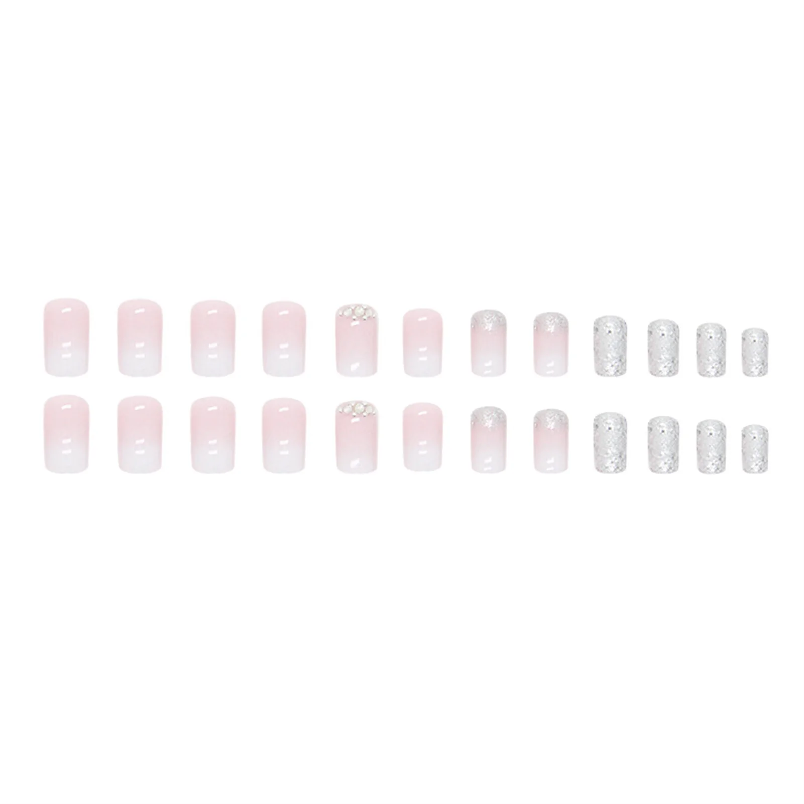 Pink Gradient Shiny Fake Nails Ultra-flexible Lasting Comfort Fake Nails for Manicure Lover Daily Home DIY