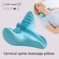 Cervical Traction Device for Neck Pain Relief Ergonomic Neck Stretcher & Shoulder Relaxer with Acupressure Massage Pillow Suppor