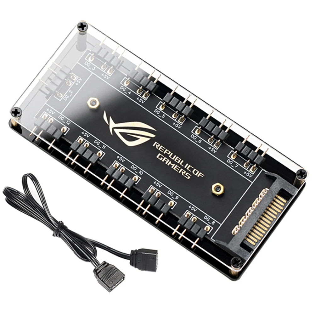 

5V 3PIN ARGB Extension Splitter Adapter Electron PC Computer Extension Cable 10 Ports RGB Fan HUB PC Computer Desktop