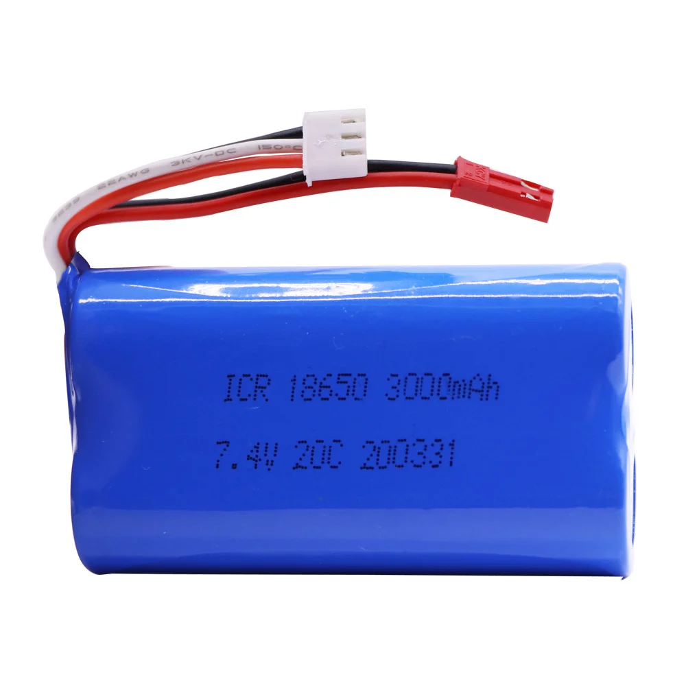 7.4V 3000mAh 2S 18650 lipo battery For Udi U12A Syma S033g Q1 H100 H101 H102 H103 FT009 rc boats model parts EL-2P/SM/JST/T Plug