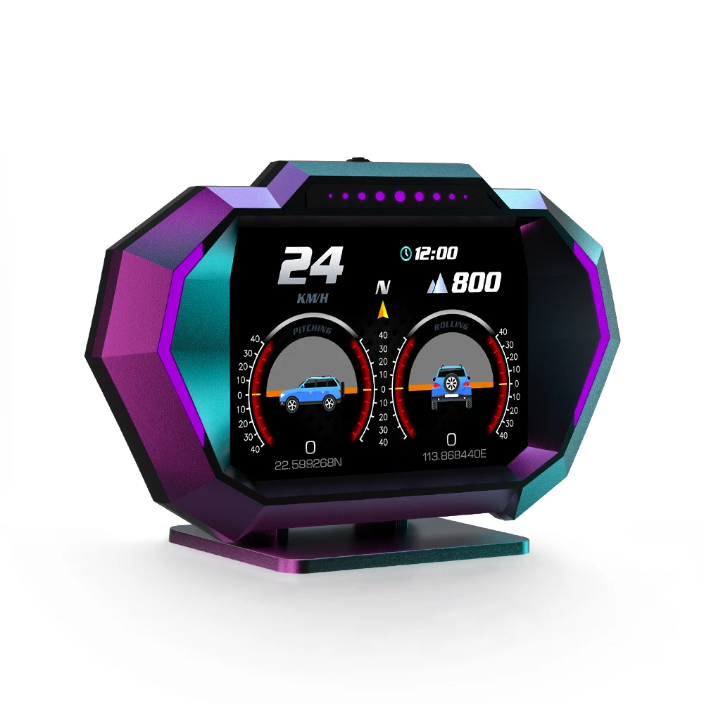 OBDII Smart Digital Tachometer Meter HUD P24 Auto Head Up Display OBD + GPS System Neigungsmesser Kraftstoff Verbrauch Übergeschwindigkeit alarm – Detail 28