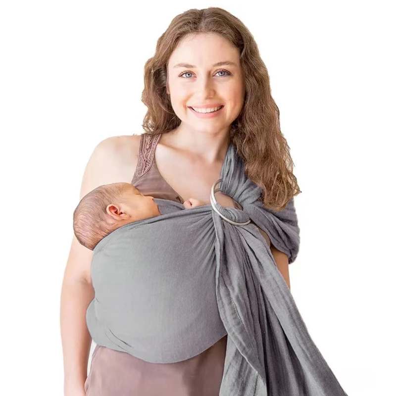 Double-ring Baby Sling Cotton and Linen Ring Sling Simple Front-hold Baby Carrier for Newborn Baby When Going Out