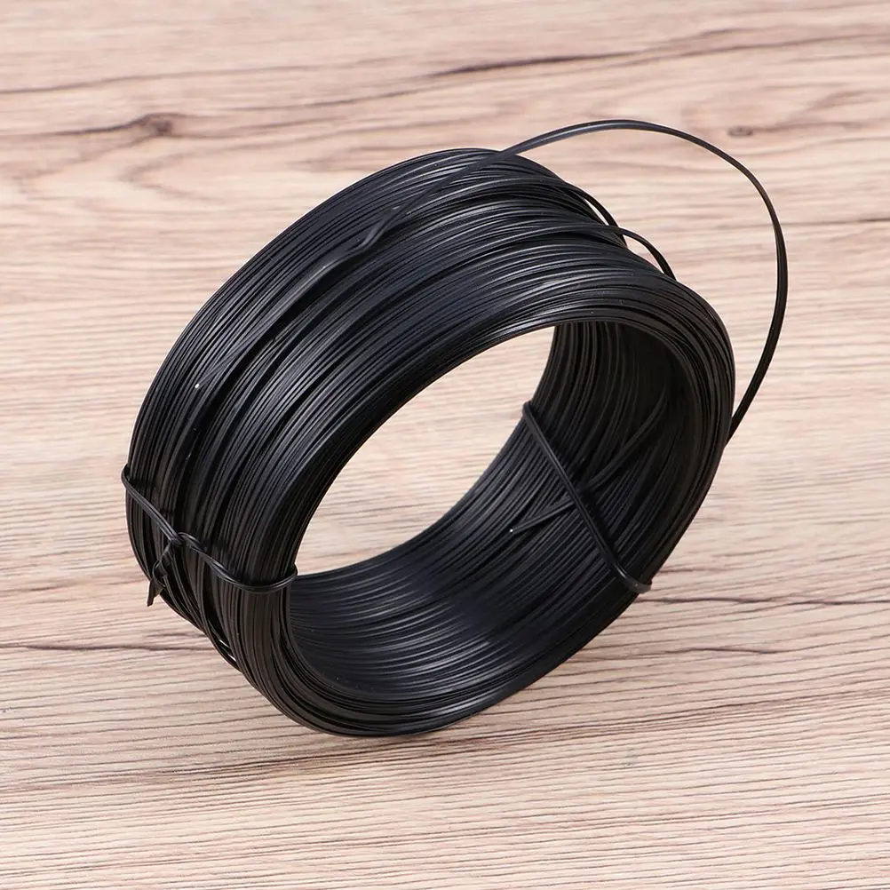 2 Pcs Coated Wire Door Bell Barbed Ring Cable Painted Common Black Clothesline Bendable