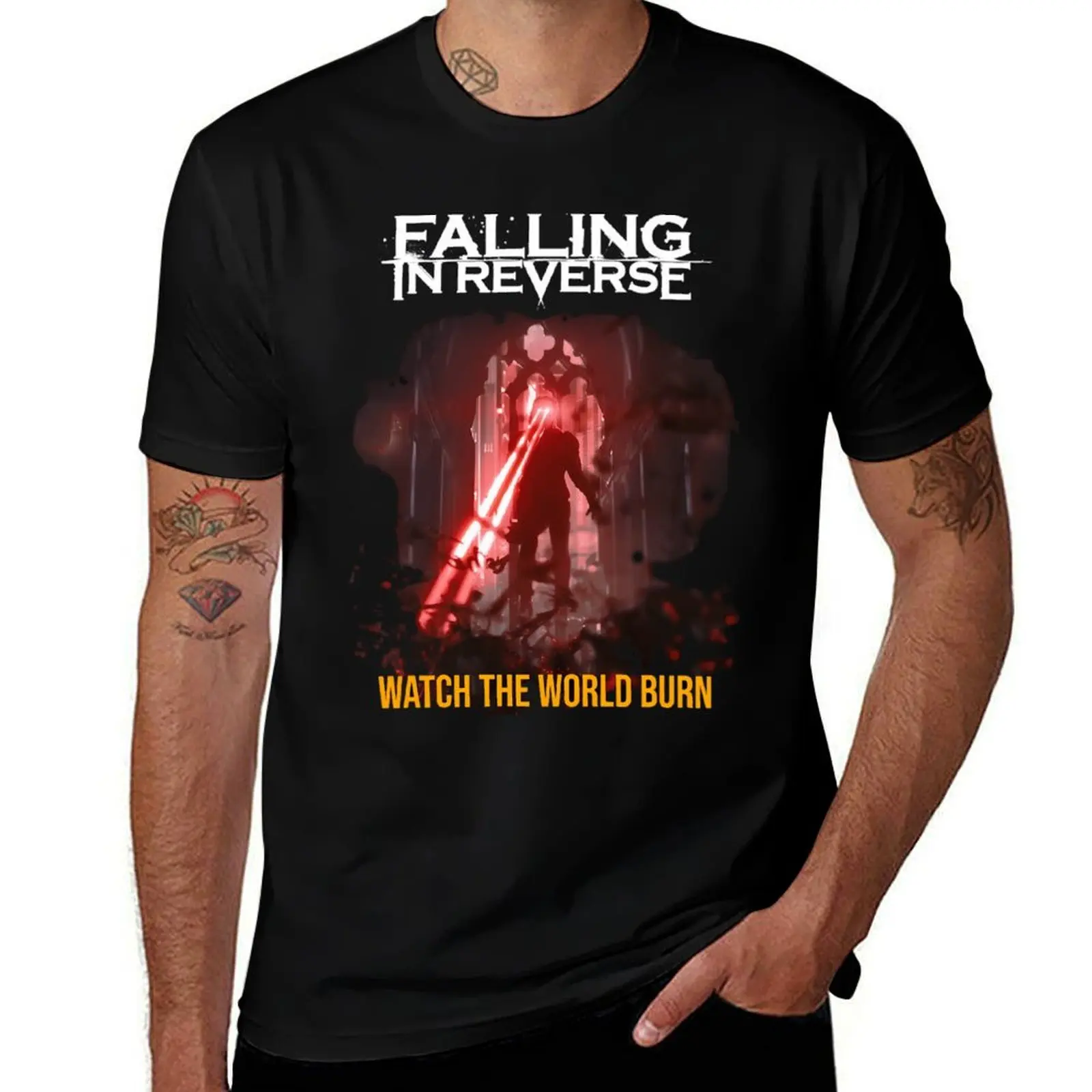 falling in reverse watch the world burn T-Shirt Casual Work Wear T-Shirt