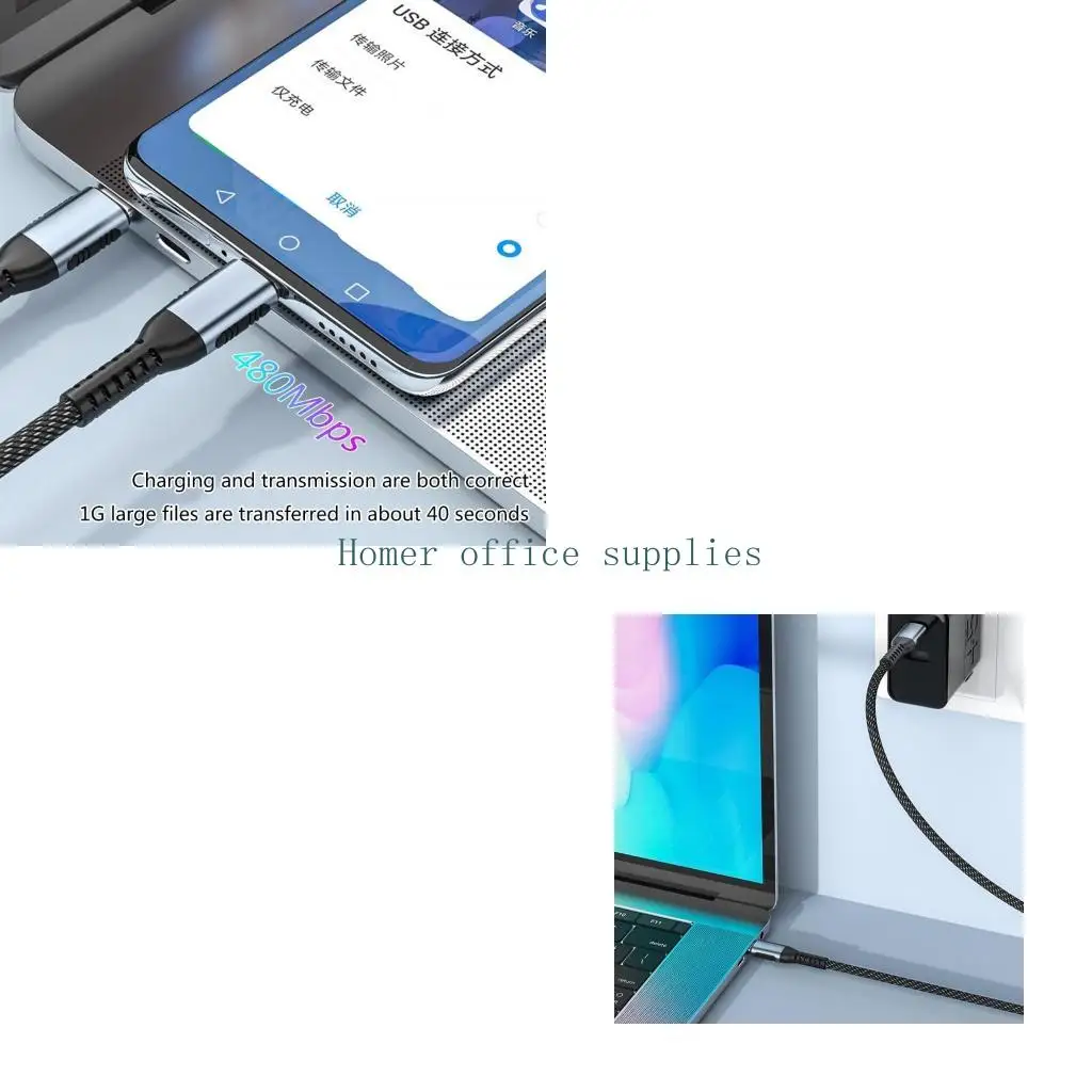 

K43B 480 Мбит/с Кабель для быстрой передачи данных Type-C — Type-C Кабель для передачи данных для быстрой зарядки с серебряной
