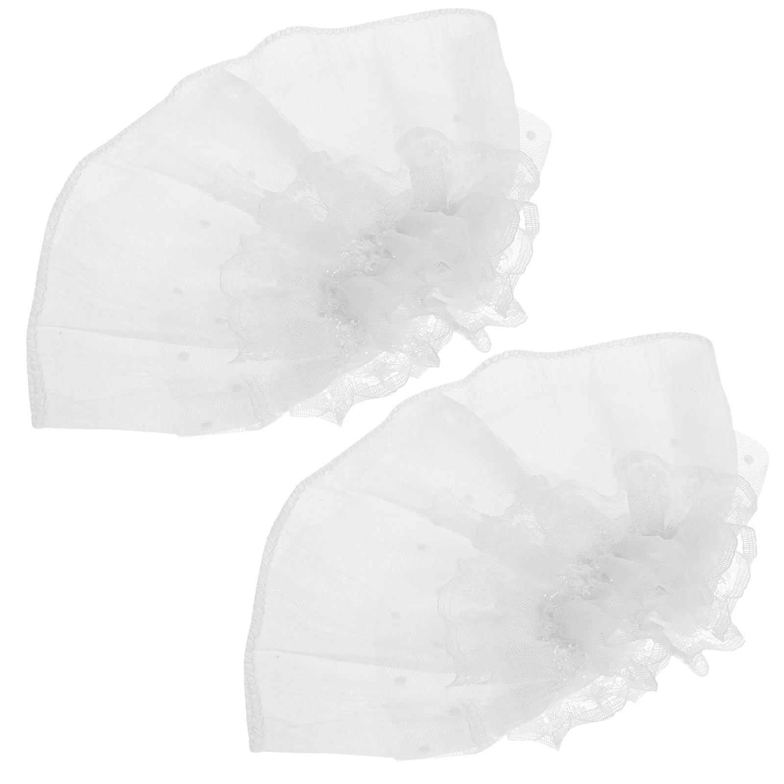 

2 Pcs Fake Sleeves Clown Collar Ruffle Cuffs Arm Wrist Accessories for Women Nylon Clothing Costume Woman Chiffon Neck