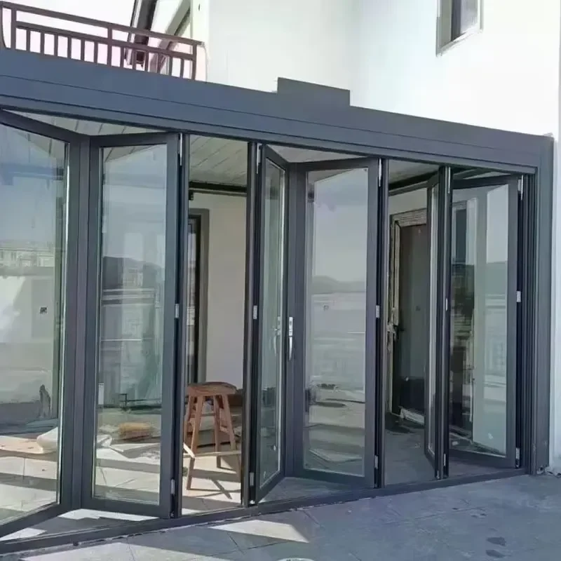 Durable Aluminum Profile Folding Door Heavy Waterproof Soundproof Bi-fold Door for Mall Office Interior Space