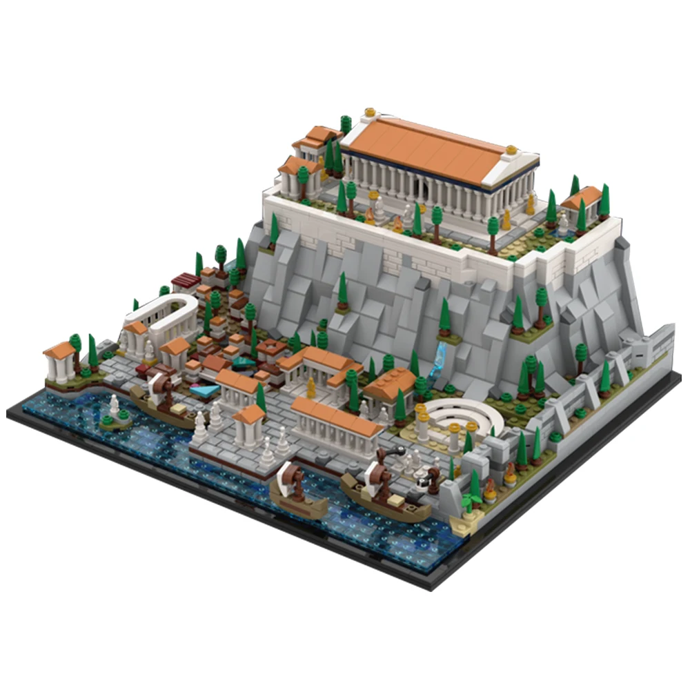 Gobricks MOC Greece Acropolis of Athens Parthenon Amphitheatre Building Block Modular Castle Tower Architecture Brick Model Toy