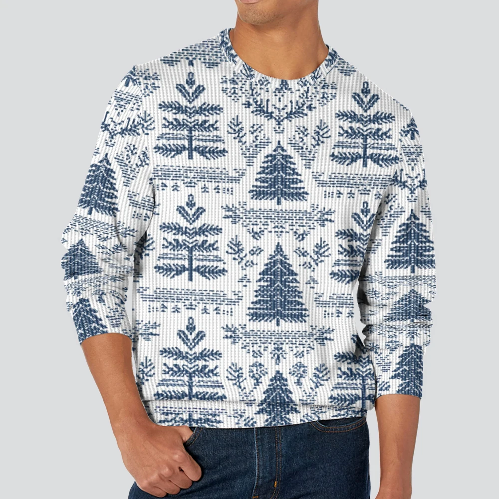 Men's and women's Crew Neck Sweater Soft Casual Sweaters for Men, Christmas style tree design, Autumn/winter Pullover Sweater