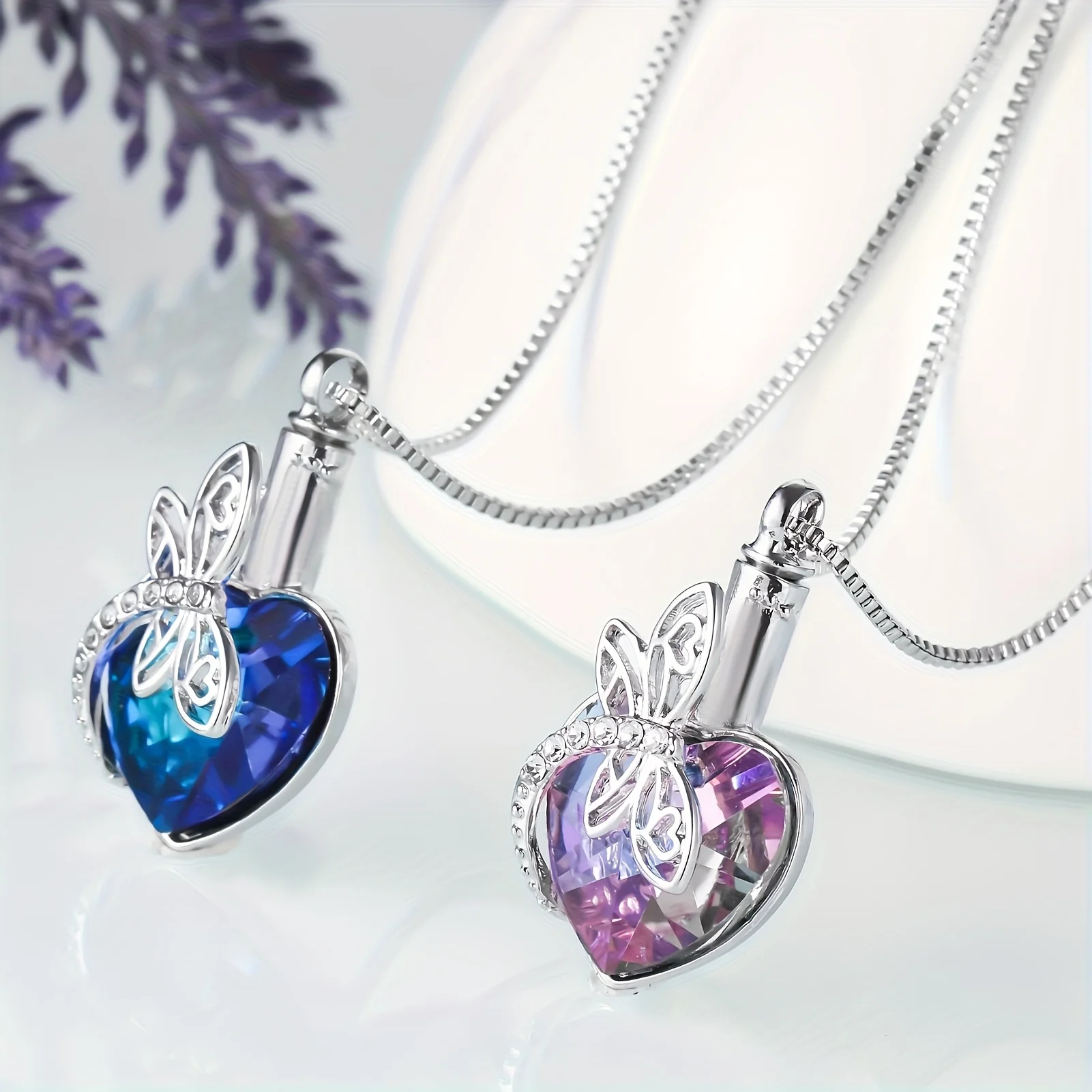 اليعسوب قلادة قلادة جرة القلائد لرماد القلب مجوهرات جنائزية تذكارية مجوهرات عيد الميلاد عيد الميلاد المجوهرات #4