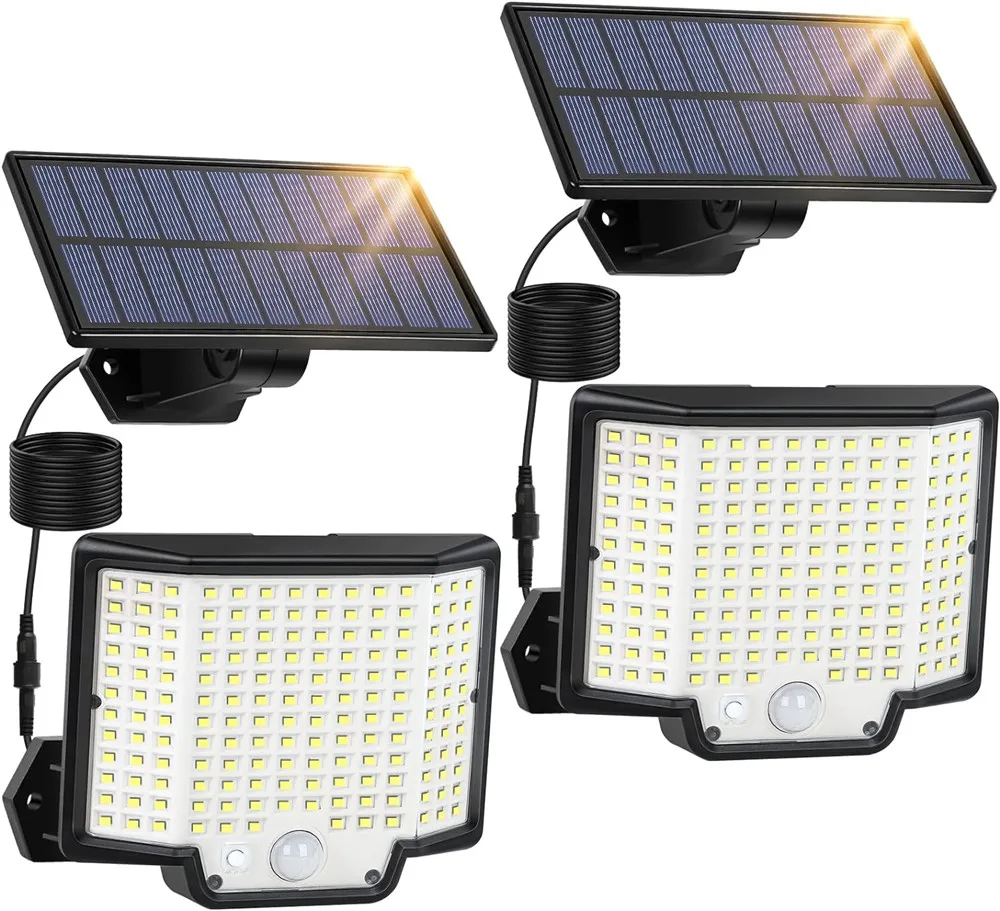 

166 LED Solar Lights Outdoor IP65 Waterproof with 3 Lighting Modes Motion Sensor Wall Lights for Yard Garden