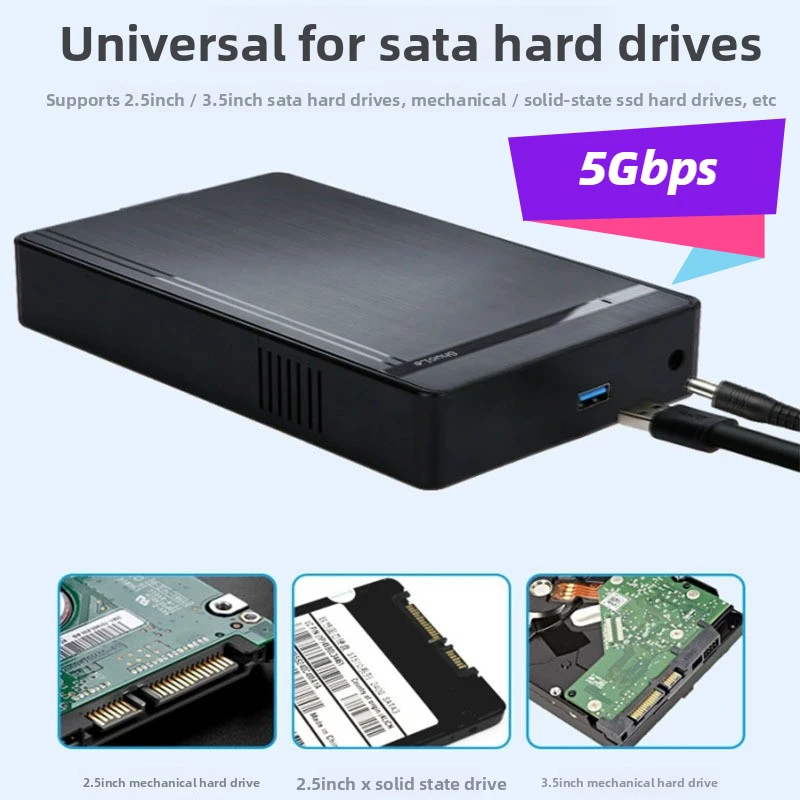 3.5인치 HDD 케이스 SATA to USB 3.0 어댑터 외장 하드 드라이브 케이스 (2.5인치, 3.5인치 SSD 디스크용) 450Mb/s 10TB HDD 케이스 (PC, 노트북용)
