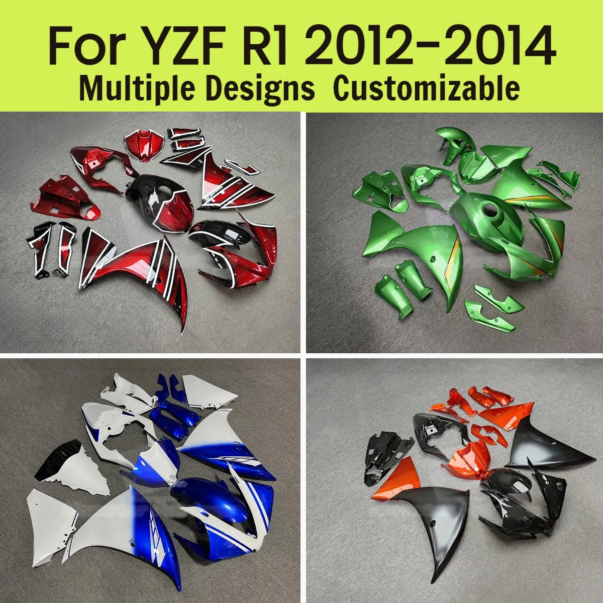 

Rebuild Motorcycle Fairings YZF R1 2012 2013 2014 Motorcycle Fairing Kit Injection Cowling for YAMAHA YZFR1 12 13 14