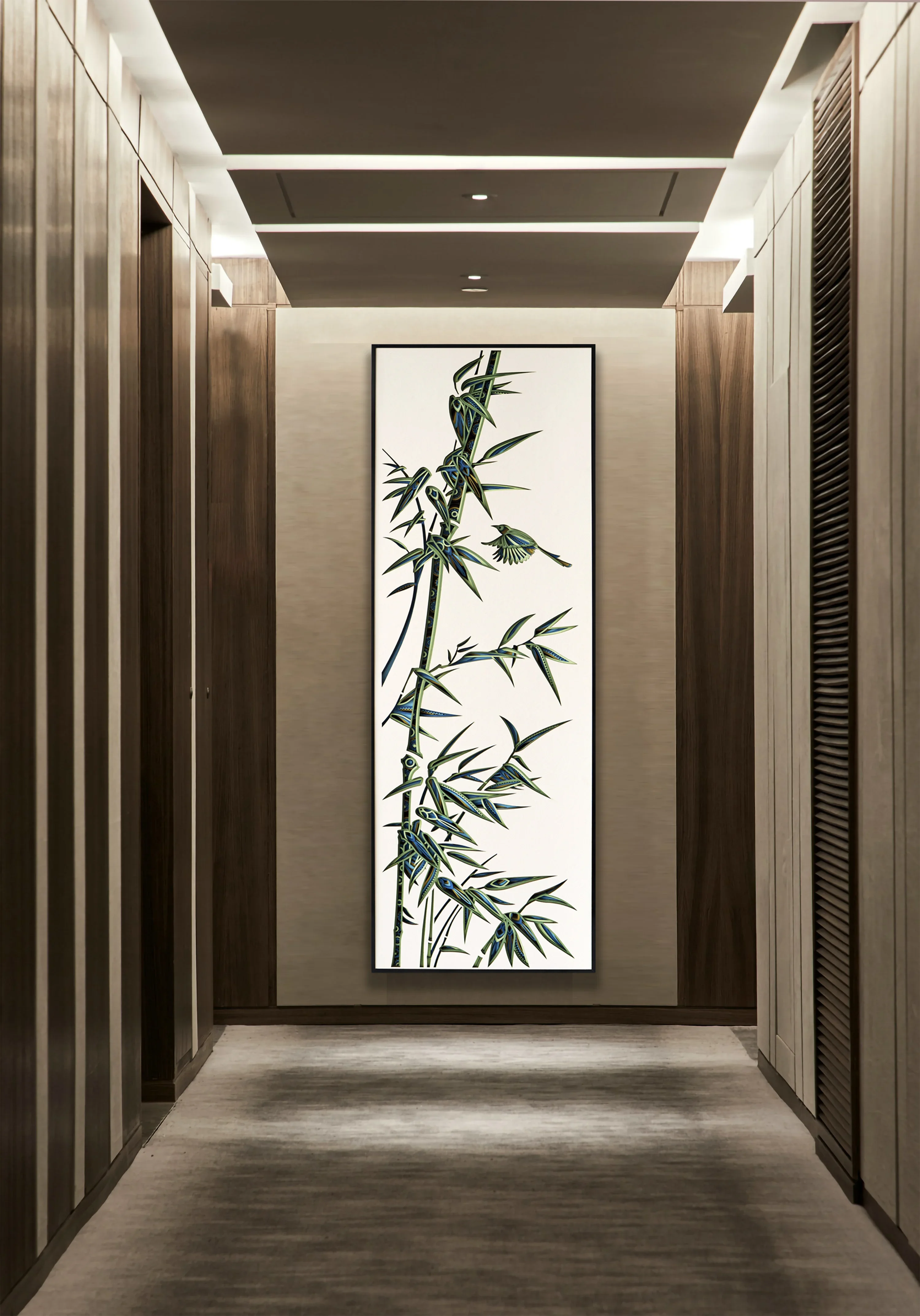Wall decoration, high-level sense of bamboo for safety, hanging painting art, entrance painting, vertical plate